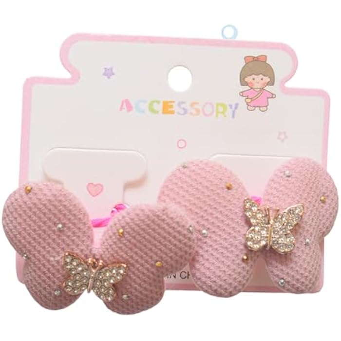 Daphne 2 Pieces Butterfly Shape Hair Ties - Pink Fuchia - Image 2